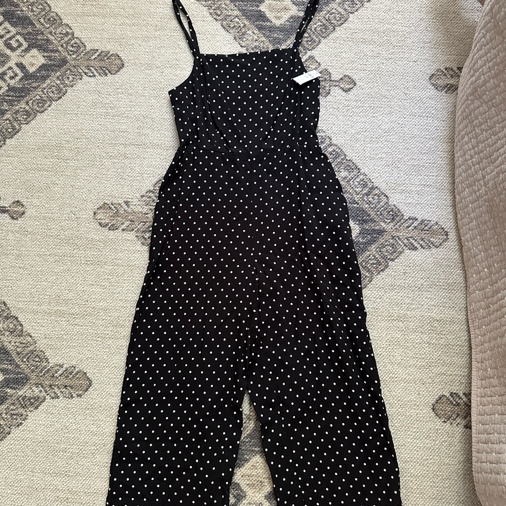 Old Navy Black and White Polka Dot Jumpsuit